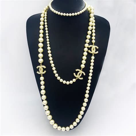 chanel long necklace pearls|authentic chanel pearl necklace.